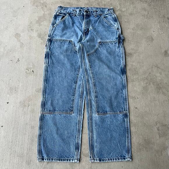 Vintage Y2K Carhartt blue denim jeans double knee work wear carpenter pants